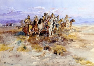 チャールズ・マリオン・ラッセル Painting - インディアン偵察隊 1897年 チャールズ・マリオン・ラッセル